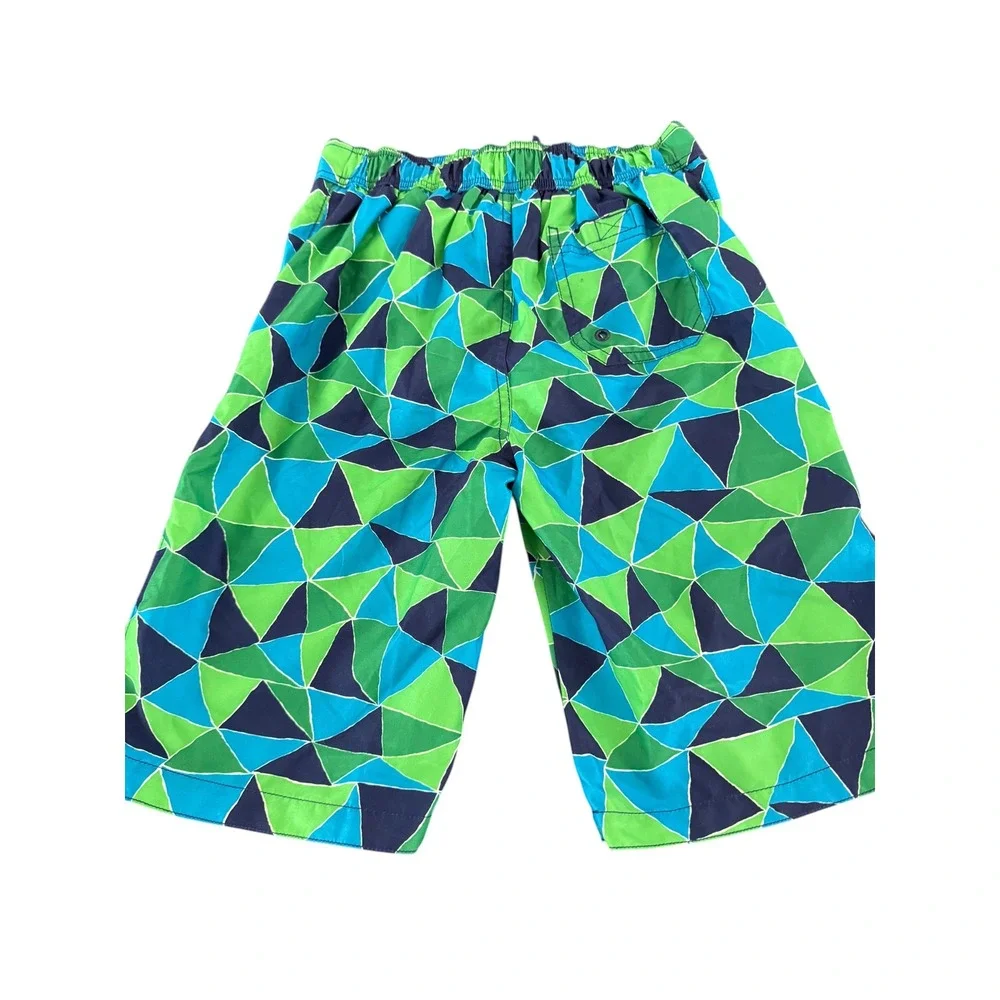 Gymboree Boys Blue‎ Green Geometric Triangle Swim Trunks Mesh Lining Size 10 NWT
